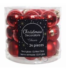 Χριστουγεννιάτικες Μπάλες Γυάλινες Κόκκινες - Σετ 24 τεμ. (2.5cm)