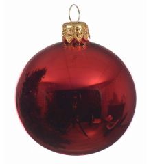 Χριστουγεννιάτικη Μπάλα Γυάλινη Κόκκινη Γυαλιστερή (7.5cm)