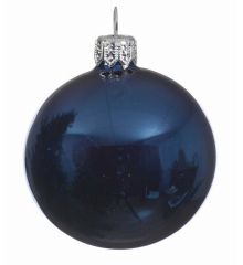 Χριστουγεννιάτικη Μπάλα Γυάλινη Μπλε Γυαλιστερή (8cm)