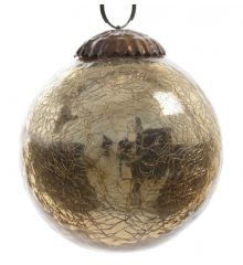 Χριστουγεννιάτικη Μπάλα Γυάλινη Χρυσή, με Ραγίσματα (10cm)