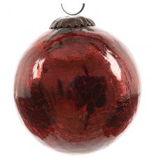 Χριστουγεννιάτικη Μπάλα Γυάλινη Κόκκινη, με Ραγίσματα (10cm)
