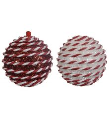 Χριστουγεννιάτικη Μπάλα με Ρίγες και Στρας - 2 Χρώματα (8cm)