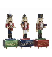 Χριστουγεννιάτικοι Διακοσμητικοί Ξύλινοι Στρατιώτες, Μουσικό Κουτί - 3 Σχέδια (30cm)
