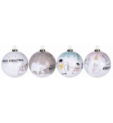 Χριστουγεννιάτικη Μπάλα με Ζωάκια και Ευχές - 4 Σχέδια (10cm)