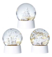 Χριστουγεννιάτικες Λευκές Χιονόμπαλες​, με Φιγούρες στο Εσωτερικό - 4 Σχέδια (12cm)