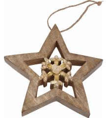 Χριστουγεννιάτικο Κρεμαστό Διακοσμητικό Αστέρι Οροφής, Καφέ (14cm)