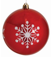 Χριστουγεννιάτικη Μπάλα Κόκκινη, με Χιονονιφάδα (10cm)
