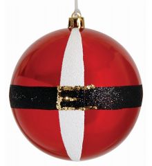 Χριστουγεννιάτικη Μπάλα Κόκκινη, με Ζώνη Άγιου Βασίλη (8cm)