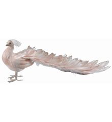 Χριστουγεννιάτικο Διακοσμητικό Παγώνι Ροζ με Φτερά (50cm)