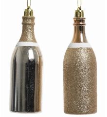 Χριστουγεννιάτικα Κρεμαστά Στολίδια Πλαστικά, Μπουκάλι Σαμπάνιας - 2 Χρώματα (13cm)