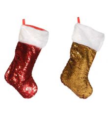 Χριστουγεννιάτικη Διακοσμητική Κάλτσα, με Πούλιες - 2 Χρώματα (50cm)