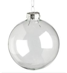 Χριστουγεννιάτικη Μπάλα Γυάλινη Διάφανη (7.5cm)