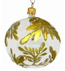 Χριστουγεννιάτικη Χειροποίητη Μπάλα Γυάλινη, με Χρυσά Φύλλα (10cm)