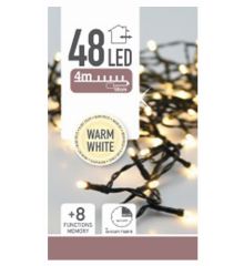 48 Λευκά Θερμά Φωτάκια LED Μπαταρίας Εξωτερικού Χώρου, με 8 Προγράμματα και Χρονοδιακόπτη (3,5m)