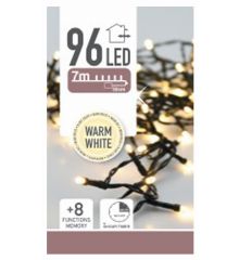 96 Λευκά Θερμά Φωτάκια LED Μπαταρίας Εξωτερικού Χώρου, με 8 Προγράμματα και Χρονοδιακόπτη (7m)