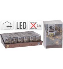 50 Λευκά Θερμά Φωτάκια LED Μπαταρίας (5m)