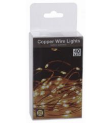 40 Gold Θερμά Φωτάκια LED Copper, με Μπαταρία με 10cm Καλωδιο Τροφοδοσιας (2m)