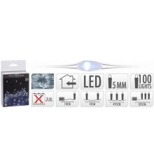 100 Λευκά Ψυχρά Φωτάκια LED Copper Μπαταρίας (5m)