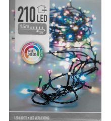 210 Πολύχρωμα Φωτάκια LED Εξωτερικού Χώρου, Σταθερά Αναμμένα με 7 Χρώματα 31V (15m)