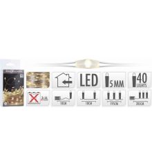 40 Λευκά Θερμά Φωτάκια LED Copper Μπαταρίας (2m)