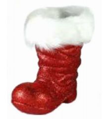 Χριστουγεννιάτικο Κρεμαστό Στολίδι Πλαστικό, Μπότα Κόκκινη με Γουνάκι (15cm)