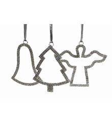 Χριστουγεννιάτικα Κρεμαστά Στολίδια Πλαστικά, με Στρασάκια - 3 Σχέδια (9cm) - 1 Τεμάχιο