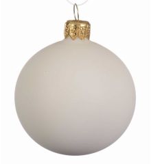 Χριστουγεννιάτικη Μπάλα Γυάλινη Λευκή, Ματ (8cm)