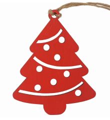 Χριστουγεννιάτικο Ξύλινο Δεντράκι Κόκκινο (10cm) - 1 Τεμάχιο