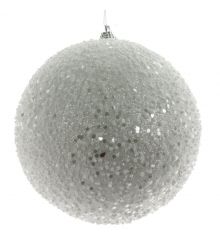 Χριστουγεννιάτικη Μπάλα Λευκή με Χιόνι (8cm)
