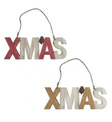 Χριστουγεννιάτικα Ξύλινα Κρεμαστά Στολίδια, με Επιγραφή - 2 Χρώματα (21cm)