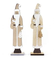 Χριστουγεννιάτικοι Ξύλινοι Διακοσμητικοί Άγιοι Βασίληδες, με Δεντράκι - 2 Χρώματα (25cm)