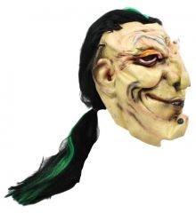 Αποκριάτικο Αξεσουάρ Μάσκα Latex με Ρυτίδες και Πράσινη Τούφα