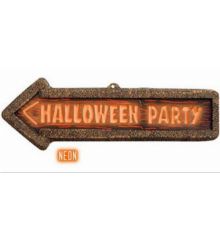 Αποκριάτικη Πινακίδα 3D Νέον "Halloween Party" (56x17 cm)