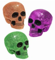 Αποκριάτικο Διακοσμητικό Τρόμου, Νεκροκεφαλή με Glitter (3 Χρώματα (15cm)