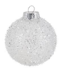 Χριστουγεννιάτικη Μπάλα Λευκή με Στρας (8cm)