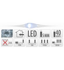 40 Λευκά Ψυχρά Φωτάκια LED Copper Μπαταρίας (2m)