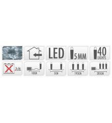 40 Λευκά Ψυχρά Φωτάκια LED Copper Μπαταρίας (2m)