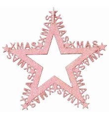 Χριστουγεννιάτικο Πλαστικό Αστεράκι Ροζ "XMAS" (11cm) - 1 Τεμάχιο