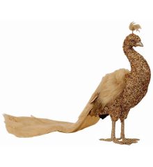 Χριστουγεννιάτικο Διακοσμητικό Παγώνι Χρυσό με Φτερά (52cm)