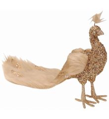 Χριστουγεννιάτικο Διακοσμητικό Παγώνι Χρυσό με Φτερά (43cm)
