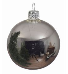 Χριστουγεννιάτικη Μπάλα Γυάλινη Γκρι Γυαλιστερή (8cm)