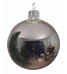 Χριστουγεννιάτικη Μπάλα Γυάλινη Ασημί Γυαλιστερή (10cm)