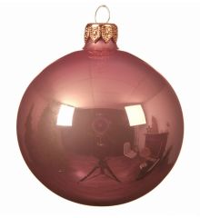 Χριστουγεννιάτικη Μπάλα Γυάλινη Ροζ Γυαλιστερή (8cm)