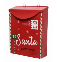 Χριστουγεννιάτικο Μεταλλικό Διακοσμητικό Γραμματοκιβώτιο Κόκκινο (31cm)