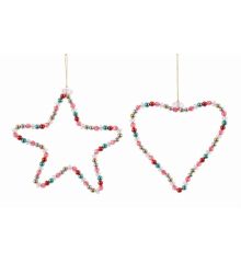 Χριστουγεννιάτικο Μεταλλικό Στολίδι με Χάντρες Πολύχρωμο - 2 Σχέδια (17cm) - 1 Τεμάχιο