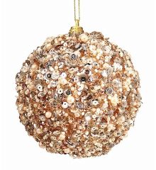Χριστουγεννιάτικη Μπάλα Χρυσή με Πούλιες (10cm)