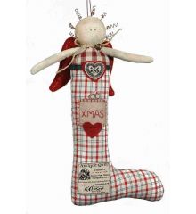 Χριστουγεννιάτικη Διακοσμητική Κάλτσα Κόκκινη με Αγγελάκι (35cm)