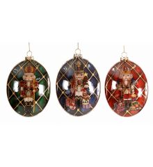 Χριστουγεννιάτικo Γυάλινo Στολίδι με Καρυοθραύστη - 3 Χρώματα (12.5cm)