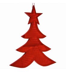 Χριστουγεννιάτικο Πλαστικό Δεντράκι Κόκκινο με 3D Φωτισμό LED (20cm)