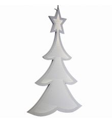 Χριστουγεννιάτικο Πλαστικό Δεντράκι Ασημί με 3D Φωτισμό LED (30cm)